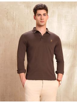 U.S. POLO ASSN. - Men's Solid Regular Fit Polo T-Shirt - Brown