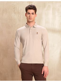 U.S. POLO ASSN. - Men's Solid Regular Fit Polo T-Shirt - Beige