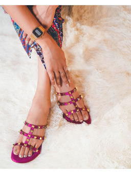 CHERE - Pink Stone Multi Straps Flats