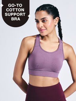 Nykd by Nykaa - Cotton Stretch Slip On Sports Bra with Removable Cups NYK059 Mauve