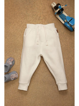 One Friday - Baby Boys Off White Solid Joggers