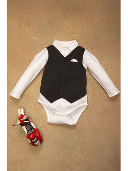 One Friday - Baby Boys Grey Solid Bodysuit