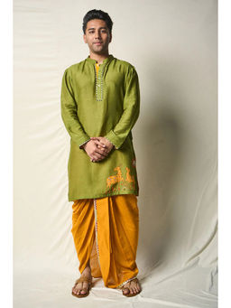 UDD DESIGN - Mriga Gati Green Printed Dhoti and Kurta