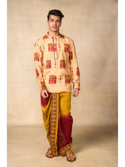 UDD DESIGN - Vajraang Cream Printed Dhoti and Kurta