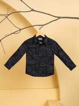 Purple United Kids - Boys Black Printed Shirt