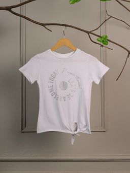 Purple United Kids - Girls White Typography T-shirt