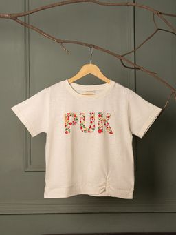 Purple United Kids - Girls Off White Floral Print T-shirt