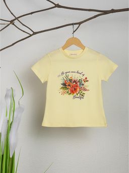 Purple United Kids - Girls Lemon Yellow Floral Print T-shirt
