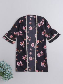 The Magic Wand - Black All Over Floral Print Shrug