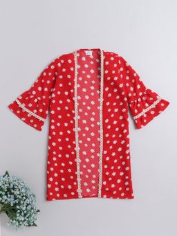 The Magic Wand - Red All Over Floral Print Shrug