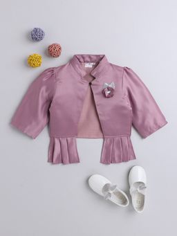 The Magic Wand - Pink Satin Solid Bolero Shrug with Brooch