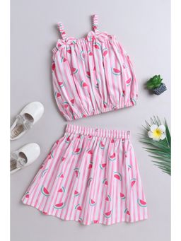 The Magic Wand - Pink Shoulder Strap Watermelon Printed Co-Ord (Set of 2)