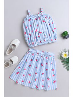 The Magic Wand - Blue Shoulder Strap Watermelon Printed Co-Ord (Set of 2)