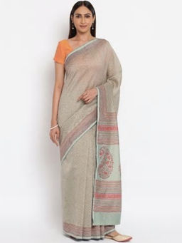 Fabindia - Cotton Silk Block Printed Stitched Sari