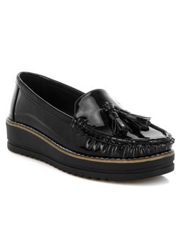 London Rag - Black Tassel Detail Flatform Loafers