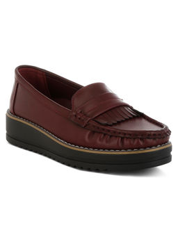 London Rag - Burgundy Fringed Nubuck Loafers