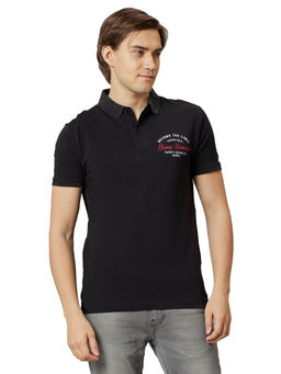 Being Human - Men Black Regular Fit Short Sleeve Polo T-Shirts