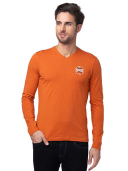 Being Human - Men Orange Regular Fit Long Sleeve T-Shirts