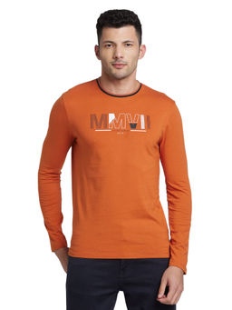 Being Human - Men Orange Regular Fit Long Sleeve T-Shirts