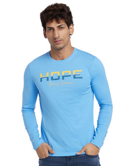 Being Human - Men Blue Regular Fit Long Sleeve T-Shirts