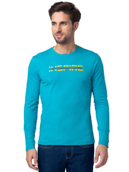 Being Human - Men Blue Regular Fit Long Sleeve T-Shirts