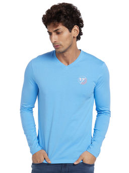 Being Human - Men Blue Regular Fit Long Sleeve T-Shirts