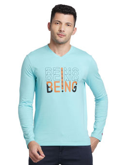 Being Human - Men Blue Regular Fit Long Sleeve T-Shirts