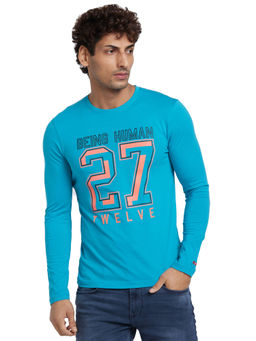 Being Human - Men Blue Regular Fit Long Sleeve T-Shirts