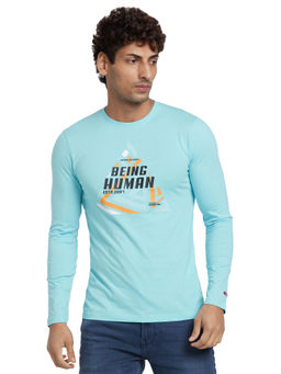 Being Human - Men Blue Regular Fit Long Sleeve T-Shirts