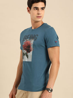 Being Human - Men Blue Regular Fit Short Sleeve T-Shirts