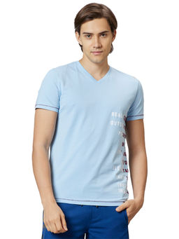 Being Human - Men Blue Regular Fit Short Sleeve T-Shirts