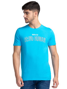 Being Human - Men Blue Regular Fit Short Sleeve T-Shirts