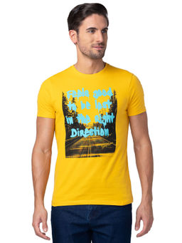 Being Human - Men Yellow Regular Fit Short Sleeve T-Shirts