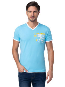 Being Human - Blue Regular Fit Men's Short Sleeves T-Shirt by Being Human Clothing