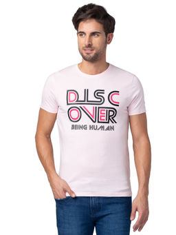 Being Human - Men Pink Regular Fit Short Sleeve T-Shirts