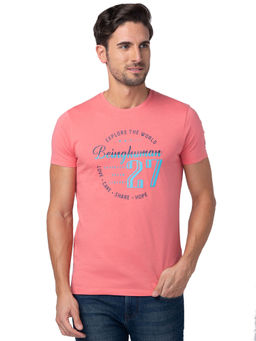Being Human - Men Pink Regular Fit Short Sleeve T-Shirts