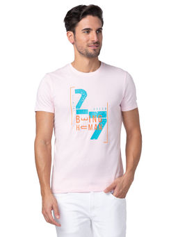 Being Human - Men Pink Regular Fit Short Sleeve T-Shirts