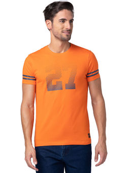 Being Human - Men Orange Regular Fit Short Sleeve T-Shirts