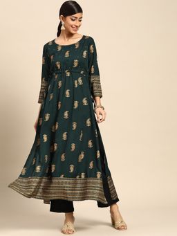 Gerua By Libas - Green Printed Kurta