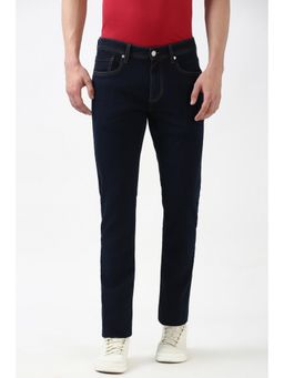 Peter England - Men Navy Blue Dark Wash Slim Jeans