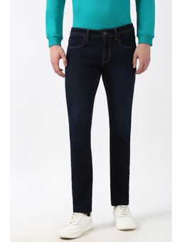 Peter England - Men Navy Blue Dark Wash Low Skinny Fit Jeans