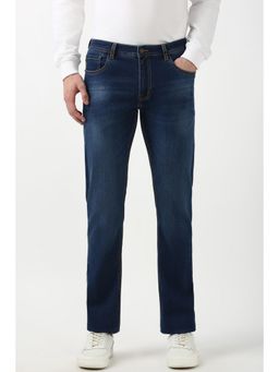 Peter England - Men Navy Blue Light Wash Classic Jeans