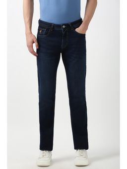 Peter England - Men Navy Blue Light Wash Classic Jeans