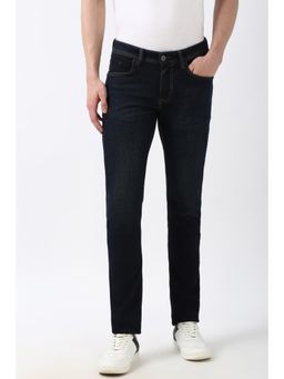 Peter England - Men Navy Blue Light Wash Slim Jeans