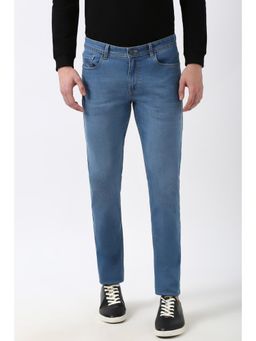 Peter England - Men Blue Light Wash Slim Jeans