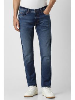 Peter England - Men Navy Blue Mid Wash Slim Jeans