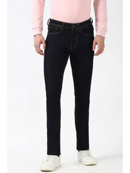 Peter England - Men Navy Blue Dark Wash Regular Fit Jeans