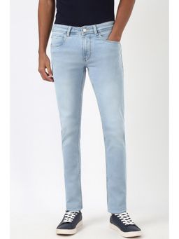 Peter England - Men Blue Light Wash Low Skinny Fit Jeans