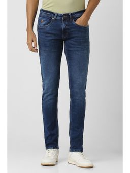 Peter England - Men Navy Blue Light Wash Skinny Fit Jeans