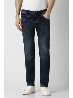 Van Heusen - Men Navy Blue Light Wash Slim Fit Jeans